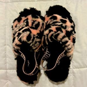 Pink and black animal print UGG slippers. Barely ever worn.